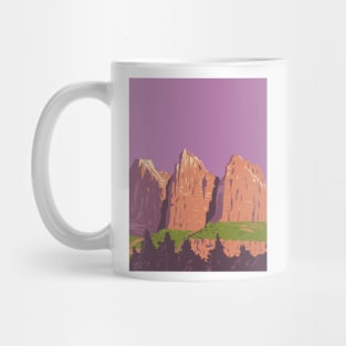 The Three Patriarchs in Zion National Park Utah USA WPA Art Poster Mug